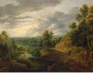Uden Lucas van Landscape with Hunters - Hermitage